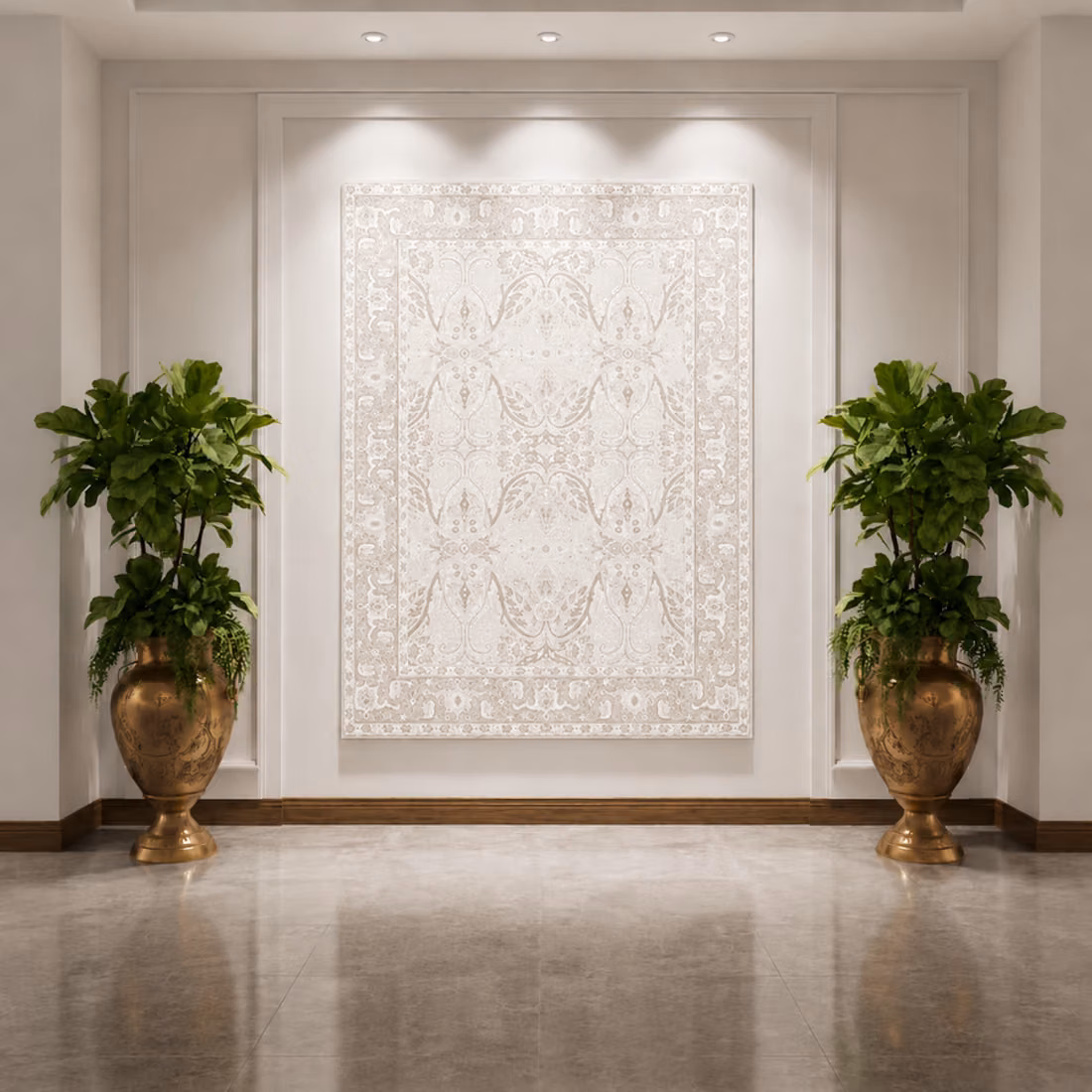 Nain Ivory Silk Carpet, full piece