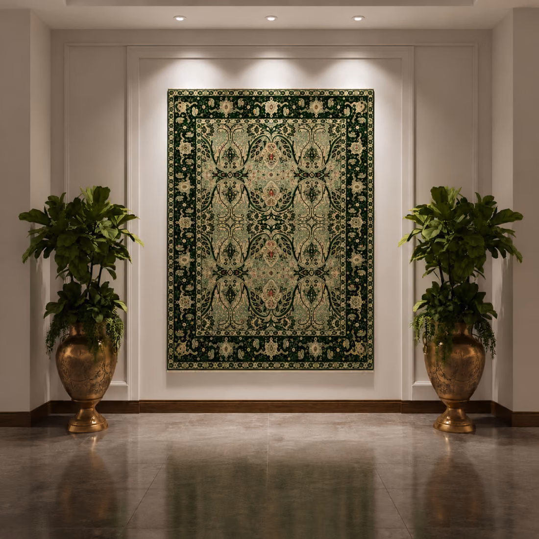 Royal Mughal Silk Carpet, full piece